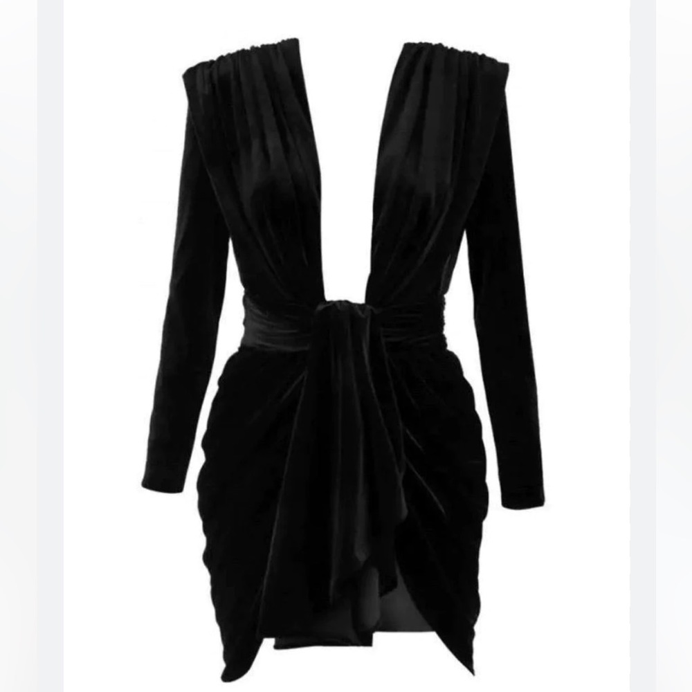 YG Collection Lira Velvet Drape Dress